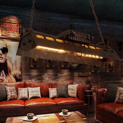 Rectangular Suspension Light with 39" Adjustable Chain Antique Metal 4-Light Pendant Light Fixture in Rust over Table Rust Clearhalo 'Ceiling Lights' 'Glass shade' 'Glass' 'Pendant Lights' 'Pendants' Lighting' 601658