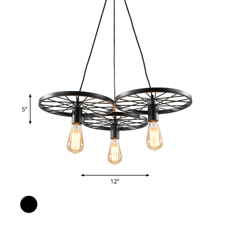 3/6/8 Heads Wheel Design Ceiling Fixture with Bare Bulb Vintage Industrial Black/Rust Metal Hanging Light Clearhalo 'Art Deco Pendants' 'Black' 'Cast Iron' 'Ceiling Lights' 'Ceramic' 'Crystal' 'Industrial Pendants' 'Industrial' 'Metal' 'Middle Century Pendants' 'Pendant Lights' 'Pendants' 'Rustic Pendants' 'Tiffany' Lighting' 601686