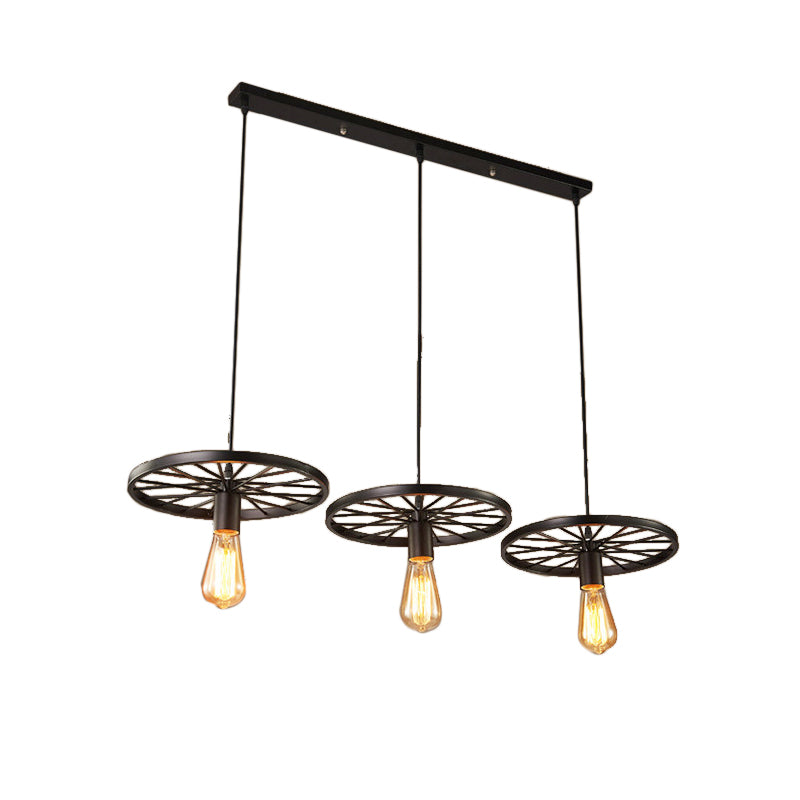 3/6/8 Heads Wheel Design Ceiling Fixture with Bare Bulb Vintage Industrial Black/Rust Metal Hanging Light Clearhalo 'Art Deco Pendants' 'Black' 'Cast Iron' 'Ceiling Lights' 'Ceramic' 'Crystal' 'Industrial Pendants' 'Industrial' 'Metal' 'Middle Century Pendants' 'Pendant Lights' 'Pendants' 'Rustic Pendants' 'Tiffany' Lighting' 601714