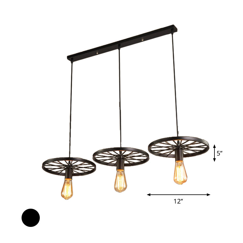 3/6/8 Heads Wheel Design Ceiling Fixture with Bare Bulb Vintage Industrial Black/Rust Metal Hanging Light Clearhalo 'Art Deco Pendants' 'Black' 'Cast Iron' 'Ceiling Lights' 'Ceramic' 'Crystal' 'Industrial Pendants' 'Industrial' 'Metal' 'Middle Century Pendants' 'Pendant Lights' 'Pendants' 'Rustic Pendants' 'Tiffany' Lighting' 601716