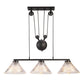 Industrial Cone Hanging Pendant 2/3-Light Prismatic Glass Island Lamp in Black with Adjustable Pulley Clearhalo 'Ceiling Lights' 'Close To Ceiling Lights' 'Glass shade' 'Glass' 'Island Lights' Lighting' 601994