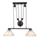 Industrial Cone Hanging Pendant 2/3-Light Prismatic Glass Island Lamp in Black with Adjustable Pulley Clearhalo 'Ceiling Lights' 'Close To Ceiling Lights' 'Glass shade' 'Glass' 'Island Lights' Lighting' 601999
