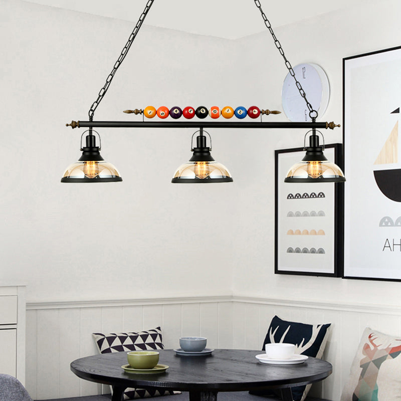 Clear Glass Black Island Pendant Dome 2/3-Light Rustic Hanging Light Kit with Multi Color Balls Clearhalo 'Ceiling Lights' 'Close To Ceiling Lights' 'Glass shade' 'Glass' 'Island Lights' Lighting' 602013