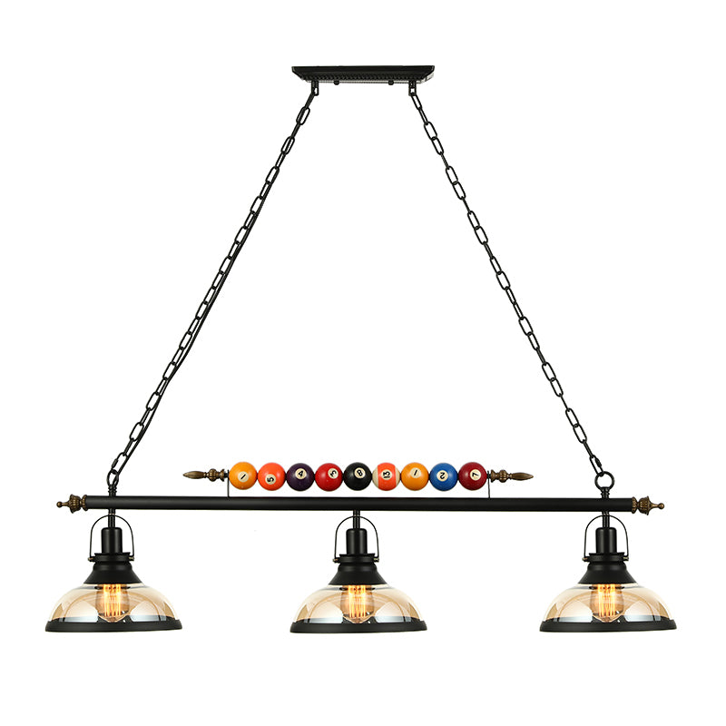 Clear Glass Black Island Pendant Dome 2/3-Light Rustic Hanging Light Kit with Multi Color Balls Clearhalo 'Ceiling Lights' 'Close To Ceiling Lights' 'Glass shade' 'Glass' 'Island Lights' Lighting' 602014