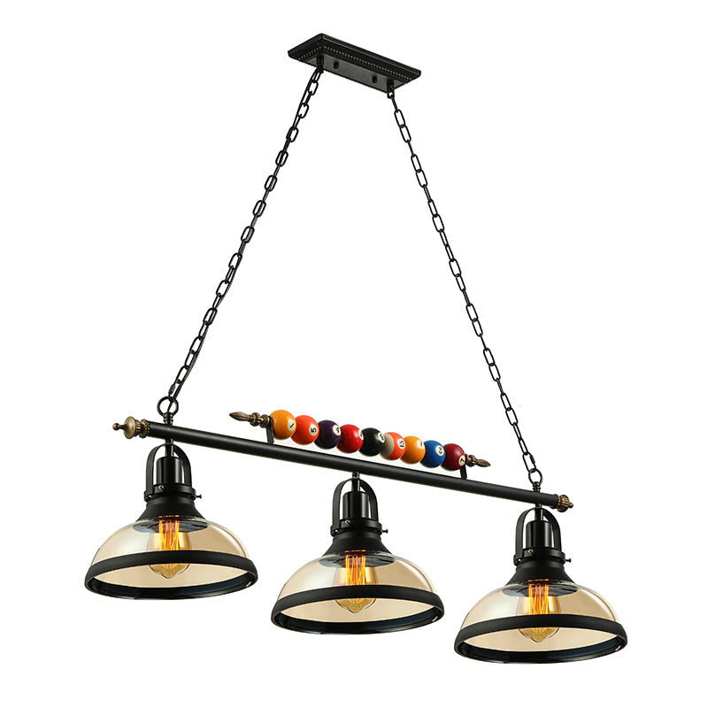 Clear Glass Black Island Pendant Dome 2/3-Light Rustic Hanging Light Kit with Multi Color Balls Clearhalo 'Ceiling Lights' 'Close To Ceiling Lights' 'Glass shade' 'Glass' 'Island Lights' Lighting' 602015
