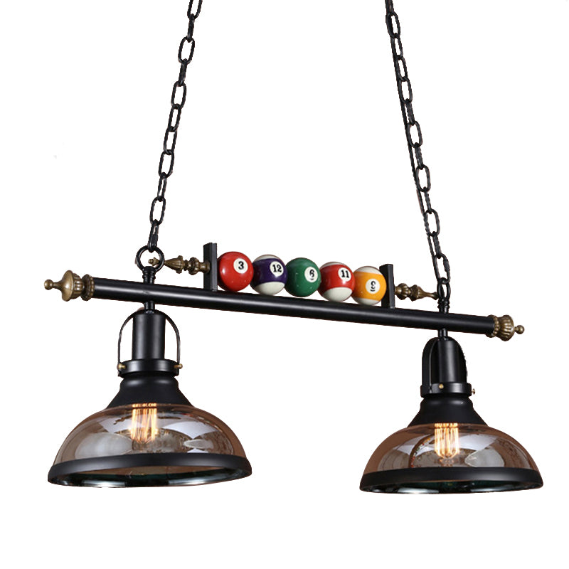 Clear Glass Black Island Pendant Dome 2/3-Light Rustic Hanging Light Kit with Multi Color Balls Clearhalo 'Ceiling Lights' 'Close To Ceiling Lights' 'Glass shade' 'Glass' 'Island Lights' Lighting' 602020