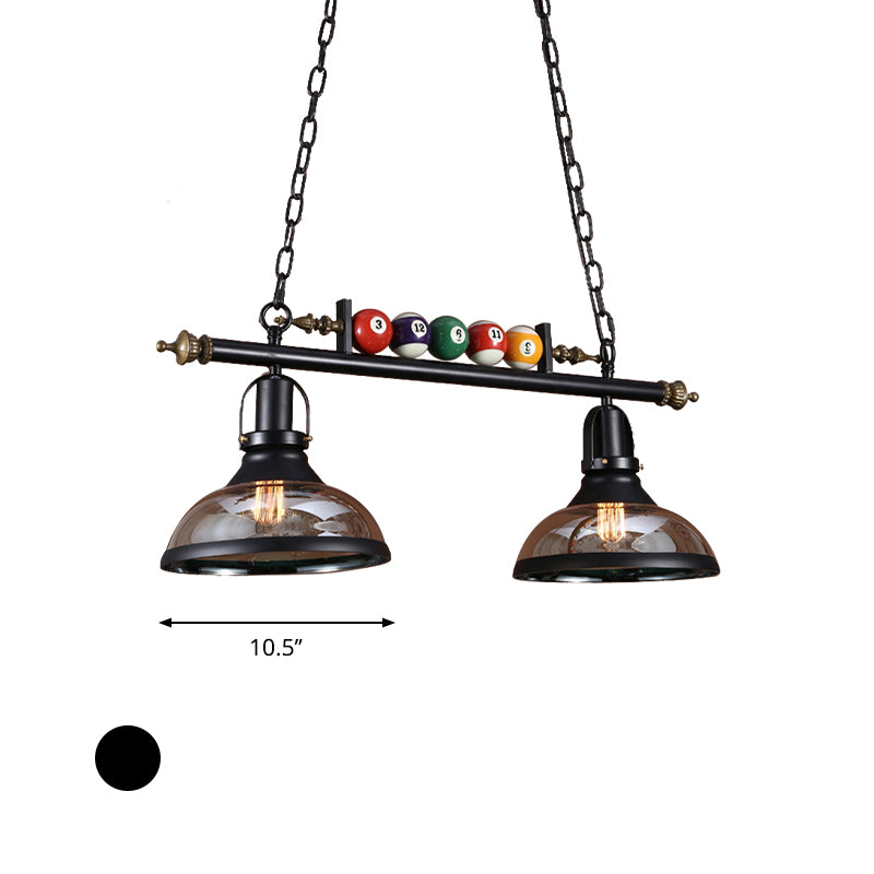 Clear Glass Black Island Pendant Dome 2/3-Light Rustic Hanging Light Kit with Multi Color Balls Clearhalo 'Ceiling Lights' 'Close To Ceiling Lights' 'Glass shade' 'Glass' 'Island Lights' Lighting' 602021