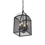 4/5 Lights Caged Pendant Lighting with Mesh Screen Vintage Style Black Metal Adjustable Pendant Ceiling Lamp Clearhalo 'Cast Iron' 'Ceiling Lights' 'Chandeliers' 'Industrial Chandeliers' 'Industrial' 'Metal' 'Middle Century Chandeliers' 'Rustic Chandeliers' 'Tiffany' Lighting' 602177