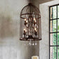 4 Heads Birdcage Chandelier Lighting Vintage Style Black/White/Rust Iron Hanging Lamp with Candle and Crystal Deco for Living Room Clearhalo 'Cast Iron' 'Ceiling Lights' 'Chandeliers' 'Industrial Chandeliers' 'Industrial' 'Metal' 'Middle Century Chandeliers' 'Rustic Chandeliers' 'Tiffany' Lighting' 602221