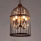 4 Heads Birdcage Chandelier Lighting Vintage Style Black/White/Rust Iron Hanging Lamp with Candle and Crystal Deco for Living Room Clearhalo 'Cast Iron' 'Ceiling Lights' 'Chandeliers' 'Industrial Chandeliers' 'Industrial' 'Metal' 'Middle Century Chandeliers' 'Rustic Chandeliers' 'Tiffany' Lighting' 602223