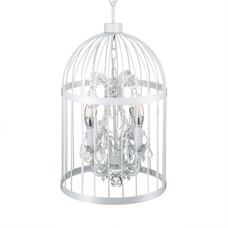 4 Heads Birdcage Chandelier Lighting Vintage Style Black/White/Rust Iron Hanging Lamp with Candle and Crystal Deco for Living Room Clearhalo 'Cast Iron' 'Ceiling Lights' 'Chandeliers' 'Industrial Chandeliers' 'Industrial' 'Metal' 'Middle Century Chandeliers' 'Rustic Chandeliers' 'Tiffany' Lighting' 602226