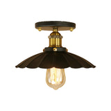 Scalloped Edge Balcony Semi Flush Light Vintage Style Metal 1 Light Black/Rust Ceiling Light Fixture Clearhalo 'Ceiling Lights' 'Close To Ceiling Lights' 'Close to ceiling' 'Flush mount' 'Industrial Flush Mount' Lighting' 602304