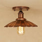 1 Head Iron Semi Flush Light Antique Style Rust/Black Scalloped Shade Balcony Semi Flush Mount Lighting Rust Clearhalo 'Ceiling Lights' 'Close To Ceiling Lights' 'Close to ceiling' 'Flush mount' 'Industrial Flush Mount' Lighting' 602321