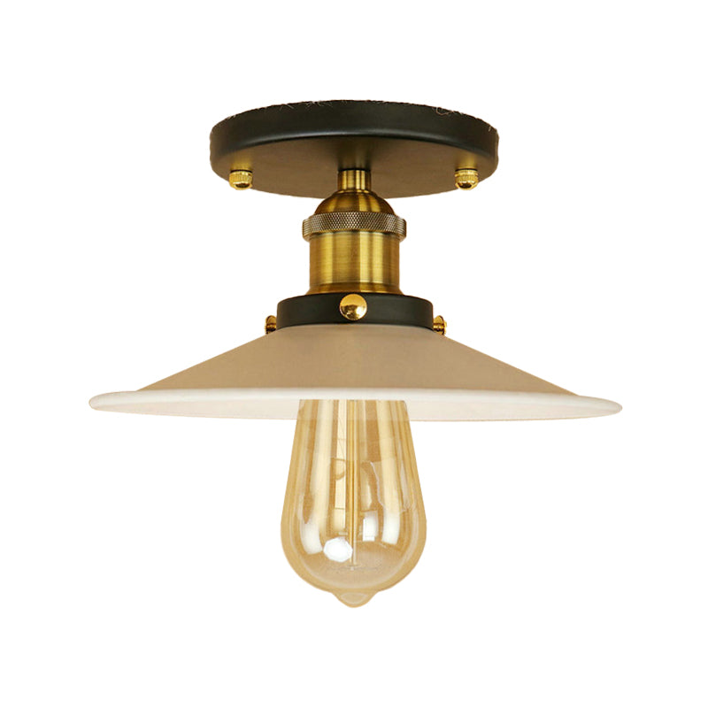 Loft Saucer Semi Flush Mount Lighting 1 Bulb Metallic Ceiling Light Fixture in Black/White for Kitchen Clearhalo 'Ceiling Lights' 'Close To Ceiling Lights' 'Close to ceiling' 'Flush mount' 'Industrial Flush Mount' Lighting' 602357
