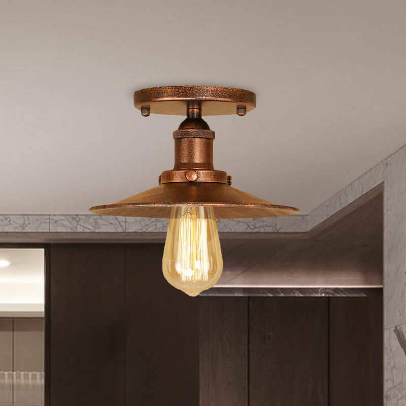Loft Saucer Semi Flush Mount Lighting 1 Bulb Metallic Ceiling Light Fixture in Black/White for Kitchen Clearhalo 'Ceiling Lights' 'Close To Ceiling Lights' 'Close to ceiling' 'Flush mount' 'Industrial Flush Mount' Lighting' 602359