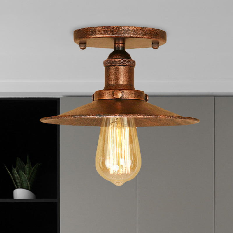 Loft Saucer Semi Flush Mount Lighting 1 Bulb Metallic Ceiling Light Fixture in Black/White for Kitchen Clearhalo 'Ceiling Lights' 'Close To Ceiling Lights' 'Close to ceiling' 'Flush mount' 'Industrial Flush Mount' Lighting' 602360