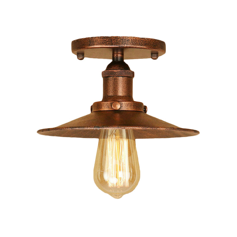 Loft Saucer Semi Flush Mount Lighting 1 Bulb Metallic Ceiling Light Fixture in Black/White for Kitchen Clearhalo 'Ceiling Lights' 'Close To Ceiling Lights' 'Close to ceiling' 'Flush mount' 'Industrial Flush Mount' Lighting' 602361