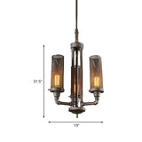 3/5/8 Lights Tube Hanging Lamp with Cylinder Mesh Shade Farmhouse Style Pewter Iron Chandelier Light Fixture Clearhalo 'Cast Iron' 'Ceiling Lights' 'Chandeliers' 'Industrial Chandeliers' 'Industrial' 'Metal' 'Middle Century Chandeliers' 'Rustic Chandeliers' 'Tiffany' Lighting' 602661