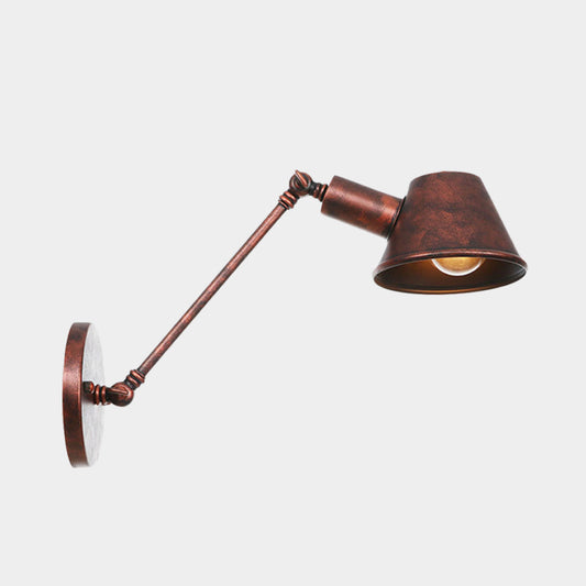 Antiqued Bell Sconce Lighting Fixture 1 Light Iron Wall Lamp in Rust with Swing Arm for Bedroom, 8"/12" Long Clearhalo 'Art deco wall lights' 'Cast Iron' 'Glass' 'Industrial wall lights' 'Industrial' 'Middle century wall lights' 'Modern' 'Rustic wall lights' 'Tiffany' 'Traditional wall lights' 'Wall Lamps & Sconces' 'Wall Lights' Lighting' 602936