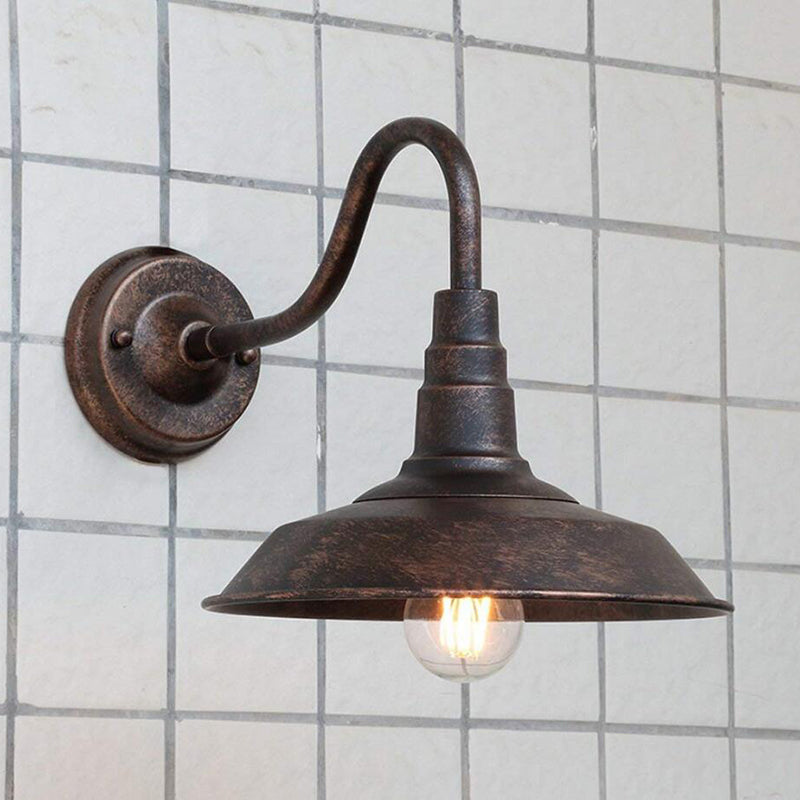 1 Bulb Iron Wall Light Rustic Black Finish Barn Bedside Wall Sconce with Gooseneck Arm Clearhalo 'Art deco wall lights' 'Cast Iron' 'Glass' 'Industrial wall lights' 'Industrial' 'Middle century wall lights' 'Modern' 'Rustic wall lights' 'Tiffany' 'Traditional wall lights' 'Wall Lamps & Sconces' 'Wall Lights' Lighting' 603139