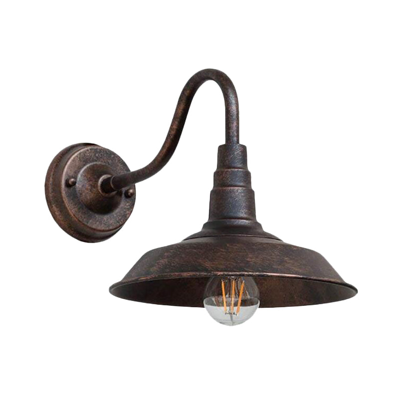 1 Bulb Iron Wall Light Rustic Black Finish Barn Bedside Wall Sconce with Gooseneck Arm Clearhalo 'Art deco wall lights' 'Cast Iron' 'Glass' 'Industrial wall lights' 'Industrial' 'Middle century wall lights' 'Modern' 'Rustic wall lights' 'Tiffany' 'Traditional wall lights' 'Wall Lamps & Sconces' 'Wall Lights' Lighting' 603140
