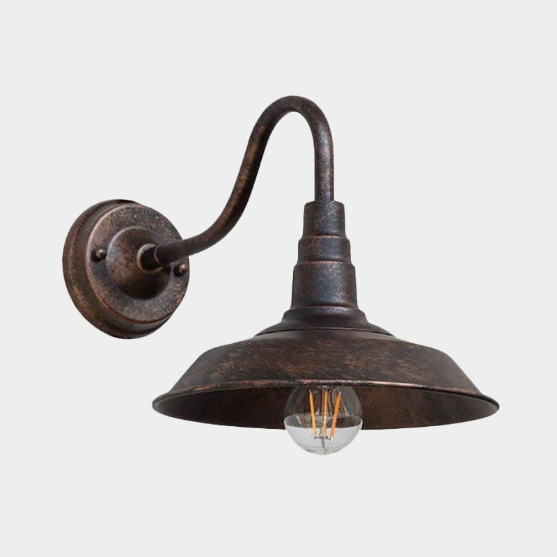 1 Bulb Iron Wall Light Rustic Black Finish Barn Bedside Wall Sconce with Gooseneck Arm Clearhalo 'Art deco wall lights' 'Cast Iron' 'Glass' 'Industrial wall lights' 'Industrial' 'Middle century wall lights' 'Modern' 'Rustic wall lights' 'Tiffany' 'Traditional wall lights' 'Wall Lamps & Sconces' 'Wall Lights' Lighting' 603141