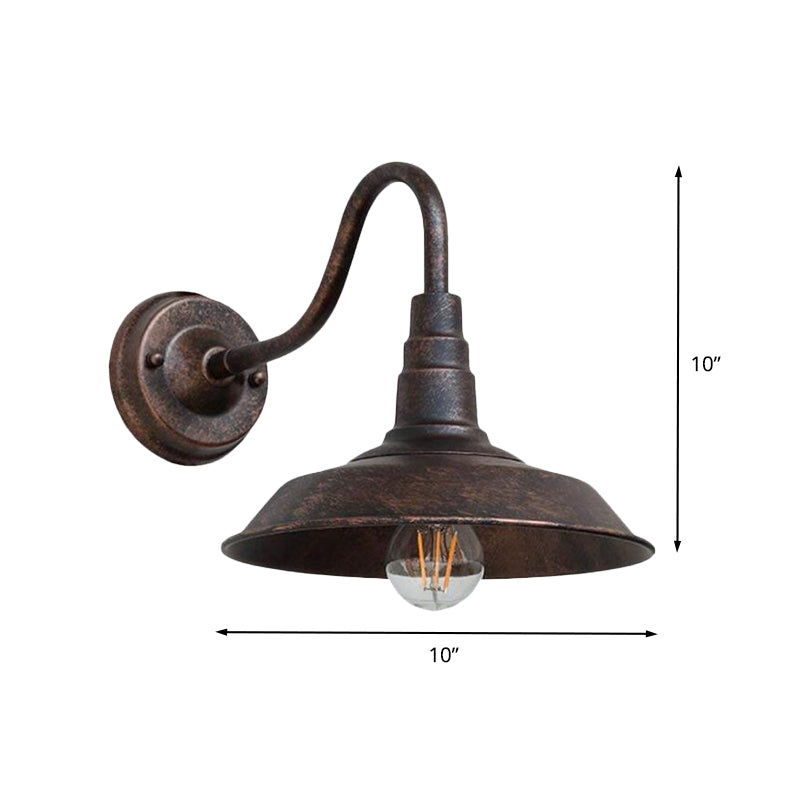 1 Bulb Iron Wall Light Rustic Black Finish Barn Bedside Wall Sconce with Gooseneck Arm Clearhalo 'Art deco wall lights' 'Cast Iron' 'Glass' 'Industrial wall lights' 'Industrial' 'Middle century wall lights' 'Modern' 'Rustic wall lights' 'Tiffany' 'Traditional wall lights' 'Wall Lamps & Sconces' 'Wall Lights' Lighting' 603142