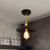 1 Bulb Flared Semi Flush Mount Lamp Vintage Black Finish Metallic Flush Ceiling Light Black Clearhalo 'Ceiling Lights' 'Close To Ceiling Lights' 'Close to ceiling' 'Semi-flushmount' Lighting' 603160