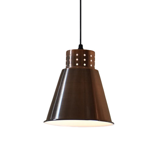 Iron Rose Gold Hanging Lighting Cone/Dome/Flared Shade 1 Bulb Farmhouse Pendant for Restaurant Clearhalo 'Art Deco Pendants' 'Cast Iron' 'Ceiling Lights' 'Ceramic' 'Crystal' 'Industrial Pendants' 'Industrial' 'Metal' 'Middle Century Pendants' 'Pendant Lights' 'Pendants' 'Tiffany' Lighting' 603186
