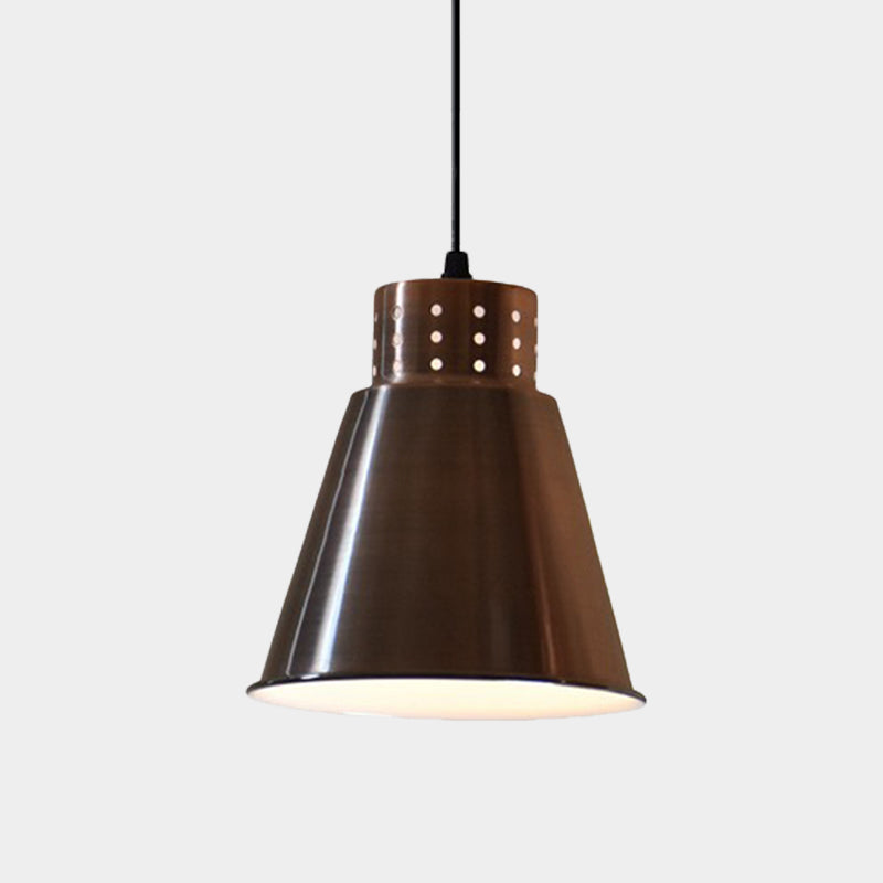 Iron Rose Gold Hanging Lighting Cone/Dome/Flared Shade 1 Bulb Farmhouse Pendant for Restaurant Clearhalo 'Art Deco Pendants' 'Cast Iron' 'Ceiling Lights' 'Ceramic' 'Crystal' 'Industrial Pendants' 'Industrial' 'Metal' 'Middle Century Pendants' 'Pendant Lights' 'Pendants' 'Tiffany' Lighting' 603187