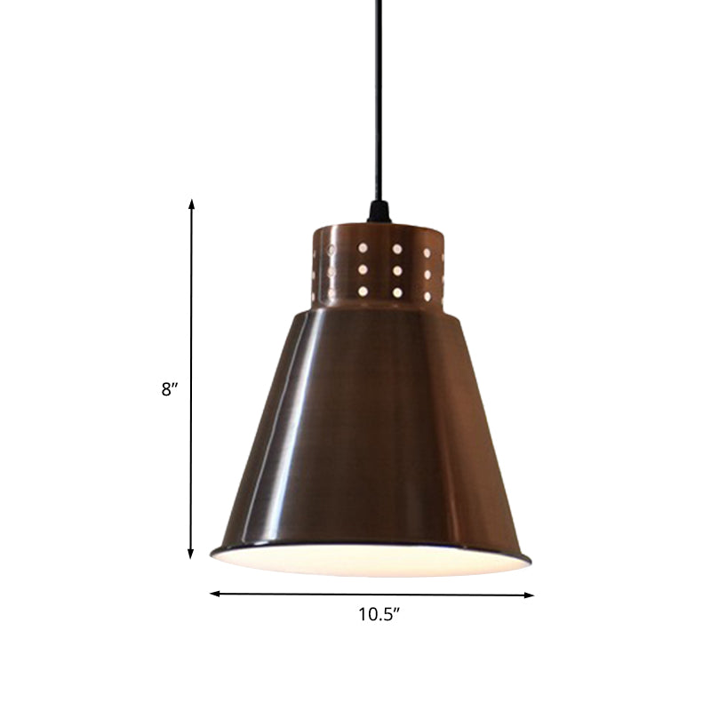 Iron Rose Gold Hanging Lighting Cone/Dome/Flared Shade 1 Bulb Farmhouse Pendant for Restaurant Clearhalo 'Art Deco Pendants' 'Cast Iron' 'Ceiling Lights' 'Ceramic' 'Crystal' 'Industrial Pendants' 'Industrial' 'Metal' 'Middle Century Pendants' 'Pendant Lights' 'Pendants' 'Tiffany' Lighting' 603188