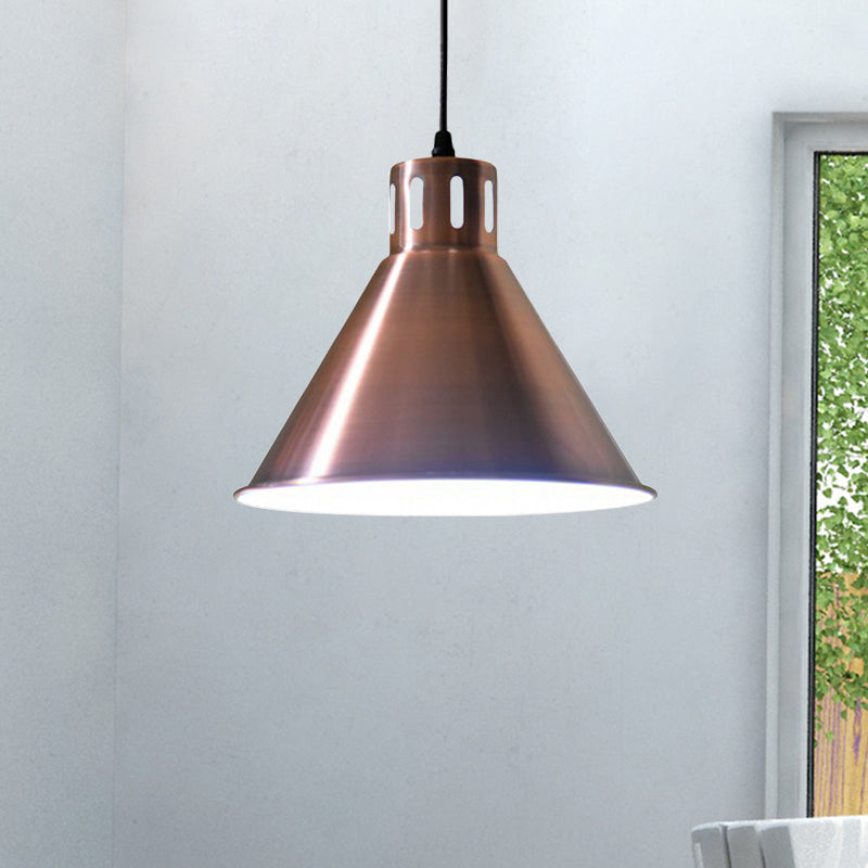 Iron Rose Gold Hanging Lighting Cone/Dome/Flared Shade 1 Bulb Farmhouse Pendant for Restaurant Clearhalo 'Art Deco Pendants' 'Cast Iron' 'Ceiling Lights' 'Ceramic' 'Crystal' 'Industrial Pendants' 'Industrial' 'Metal' 'Middle Century Pendants' 'Pendant Lights' 'Pendants' 'Tiffany' Lighting' 603194