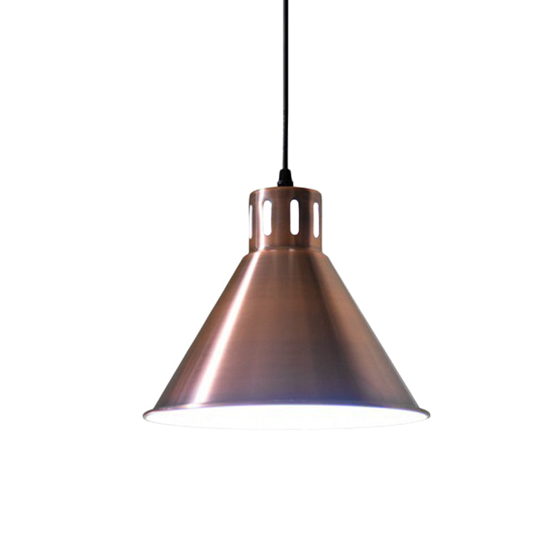 Iron Rose Gold Hanging Lighting Cone/Dome/Flared Shade 1 Bulb Farmhouse Pendant for Restaurant Clearhalo 'Art Deco Pendants' 'Cast Iron' 'Ceiling Lights' 'Ceramic' 'Crystal' 'Industrial Pendants' 'Industrial' 'Metal' 'Middle Century Pendants' 'Pendant Lights' 'Pendants' 'Tiffany' Lighting' 603195