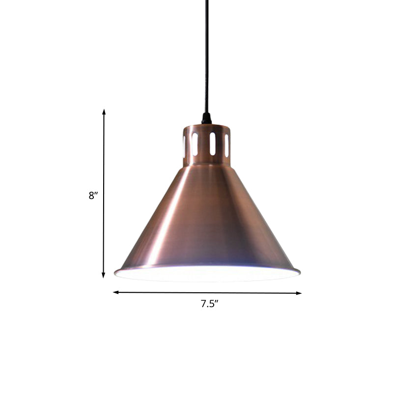Iron Rose Gold Hanging Lighting Cone/Dome/Flared Shade 1 Bulb Farmhouse Pendant for Restaurant Clearhalo 'Art Deco Pendants' 'Cast Iron' 'Ceiling Lights' 'Ceramic' 'Crystal' 'Industrial Pendants' 'Industrial' 'Metal' 'Middle Century Pendants' 'Pendant Lights' 'Pendants' 'Tiffany' Lighting' 603196