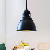 1-Bulb Iron Suspension Light Antiqued Black Finish Domed Stairway Pendant Lamp, 6"/7.5"/12" W Clearhalo 'Art Deco Pendants' 'Black' 'Cast Iron' 'Ceiling Lights' 'Ceramic' 'Crystal' 'Industrial Pendants' 'Industrial' 'Metal' 'Middle Century Pendants' 'Pendant Lights' 'Pendants' 'Rustic Pendants' 'Tiffany' Lighting' 603286