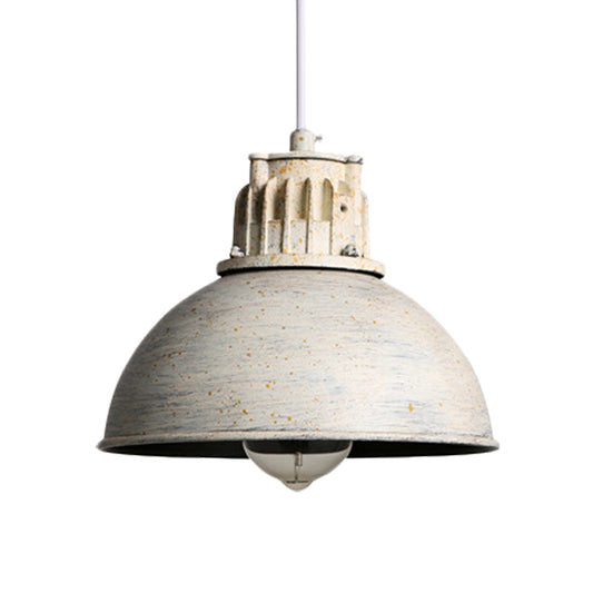 1 Light Pendant Farmhouse Restaurant Down Lighting with Domed Metallic Shade in Matte White Clearhalo 'Art Deco Pendants' 'Cast Iron' 'Ceiling Lights' 'Ceramic' 'Crystal' 'Industrial Pendants' 'Industrial' 'Metal' 'Middle Century Pendants' 'Pendant Lights' 'Pendants' 'Tiffany' Lighting' 603366