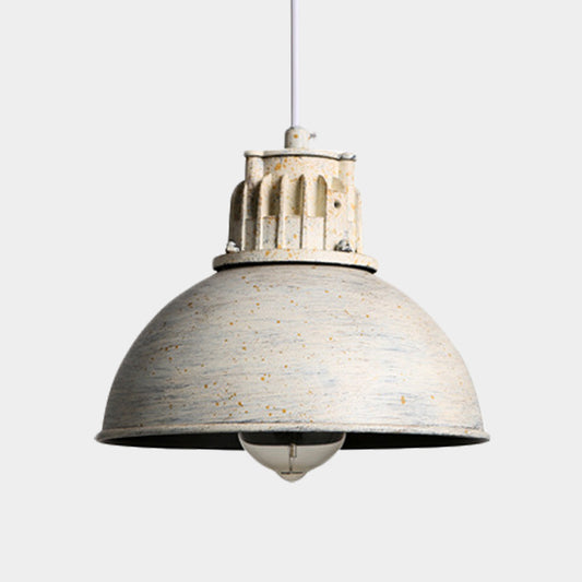 1 Light Pendant Farmhouse Restaurant Down Lighting with Domed Metallic Shade in Matte White Clearhalo 'Art Deco Pendants' 'Cast Iron' 'Ceiling Lights' 'Ceramic' 'Crystal' 'Industrial Pendants' 'Industrial' 'Metal' 'Middle Century Pendants' 'Pendant Lights' 'Pendants' 'Tiffany' Lighting' 603367