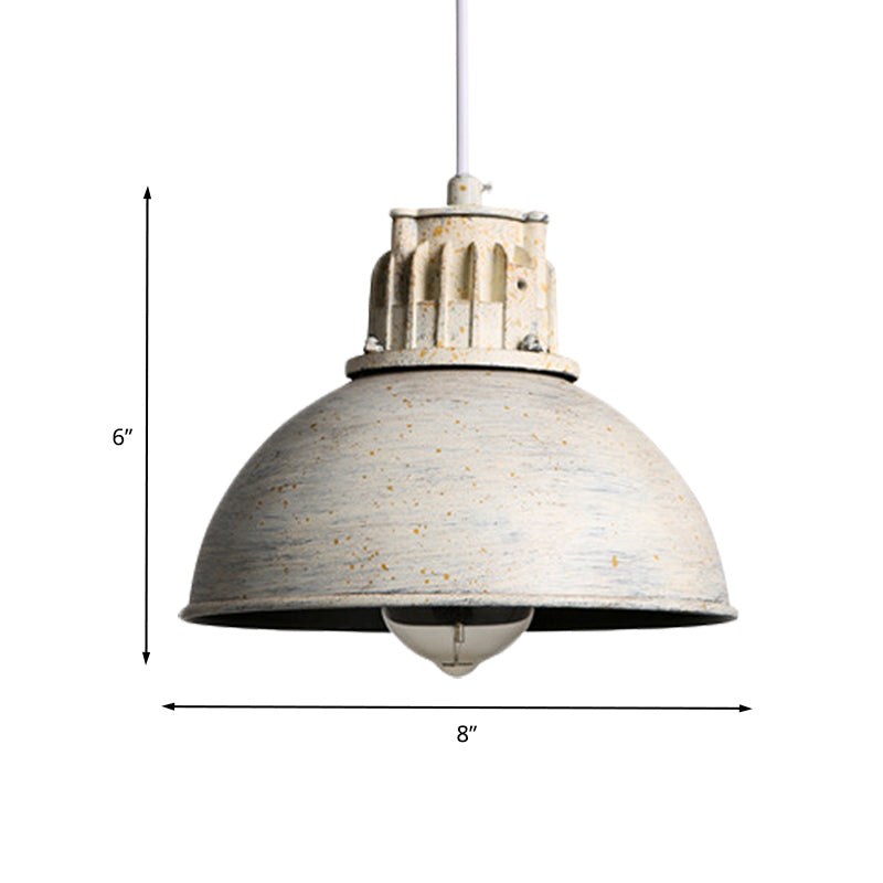 1 Light Pendant Farmhouse Restaurant Down Lighting with Domed Metallic Shade in Matte White Clearhalo 'Art Deco Pendants' 'Cast Iron' 'Ceiling Lights' 'Ceramic' 'Crystal' 'Industrial Pendants' 'Industrial' 'Metal' 'Middle Century Pendants' 'Pendant Lights' 'Pendants' 'Tiffany' Lighting' 603368