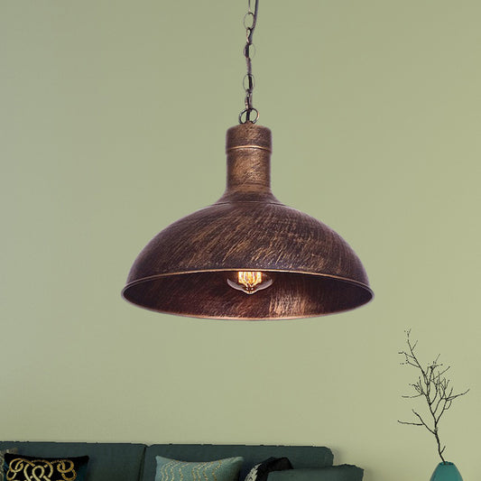12"/16" W 1-Head Dome Suspension Light Antiqued Rust Finish Iron Hanging Ceiling Lamp for Kitchen Rust Clearhalo 'Art Deco Pendants' 'Cast Iron' 'Ceiling Lights' 'Ceramic' 'Crystal' 'Industrial Pendants' 'Industrial' 'Metal' 'Middle Century Pendants' 'Pendant Lights' 'Pendants' 'Tiffany' Lighting' 603404
