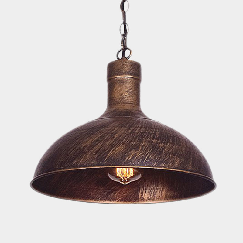 12"/16" W 1-Head Dome Suspension Light Antiqued Rust Finish Iron Hanging Ceiling Lamp for Kitchen Clearhalo 'Art Deco Pendants' 'Cast Iron' 'Ceiling Lights' 'Ceramic' 'Crystal' 'Industrial Pendants' 'Industrial' 'Metal' 'Middle Century Pendants' 'Pendant Lights' 'Pendants' 'Tiffany' Lighting' 603407