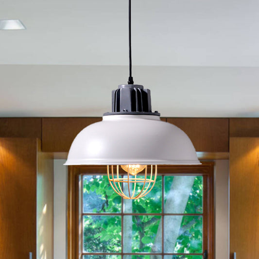 White Domed Drop Pendant Lamp Industrial Metal 1-Bulb Restaurant Ceiling Suspension Lamp White Clearhalo 'Art Deco Pendants' 'Cast Iron' 'Ceiling Lights' 'Ceramic' 'Crystal' 'Industrial Pendants' 'Industrial' 'Metal' 'Middle Century Pendants' 'Pendant Lights' 'Pendants' 'Tiffany' Lighting' 603448