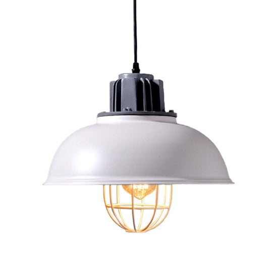 White Domed Drop Pendant Lamp Industrial Metal 1-Bulb Restaurant Ceiling Suspension Lamp Clearhalo 'Art Deco Pendants' 'Cast Iron' 'Ceiling Lights' 'Ceramic' 'Crystal' 'Industrial Pendants' 'Industrial' 'Metal' 'Middle Century Pendants' 'Pendant Lights' 'Pendants' 'Tiffany' Lighting' 603450