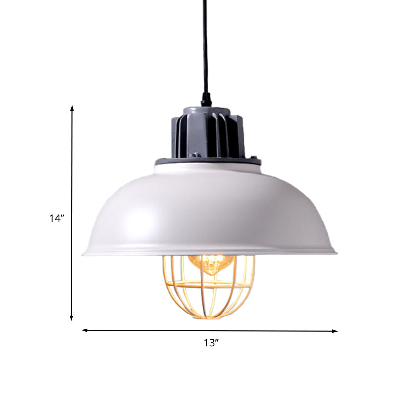 White Domed Drop Pendant Lamp Industrial Metal 1-Bulb Restaurant Ceiling Suspension Lamp Clearhalo 'Art Deco Pendants' 'Cast Iron' 'Ceiling Lights' 'Ceramic' 'Crystal' 'Industrial Pendants' 'Industrial' 'Metal' 'Middle Century Pendants' 'Pendant Lights' 'Pendants' 'Tiffany' Lighting' 603452