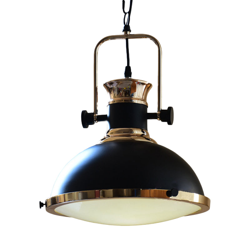 Metal Black Finish Ceiling Light Fixture Dome 1 Light Vintage Hanging Lamp Kit with Adjustable Handle Clearhalo 'Art Deco Pendants' 'Black' 'Cast Iron' 'Ceiling Lights' 'Ceramic' 'Crystal' 'Industrial Pendants' 'Industrial' 'Metal' 'Middle Century Pendants' 'Pendant Lights' 'Pendants' 'Rustic Pendants' 'Tiffany' Lighting' 603516