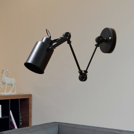 Black 1 Head Sconce Lighting Industrial Iron Swing Arm Wall Mounted Lamp for Corridor Black Clearhalo 'Art deco wall lights' 'Cast Iron' 'Glass' 'Industrial wall lights' 'Industrial' 'Middle century wall lights' 'Modern' 'Rustic wall lights' 'Tiffany' 'Traditional wall lights' 'Wall Lamps & Sconces' 'Wall Lights' Lighting' 603541
