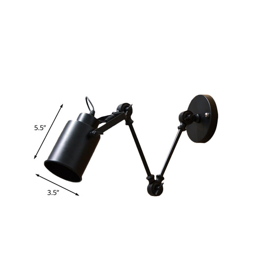 Black 1 Head Sconce Lighting Industrial Iron Swing Arm Wall Mounted Lamp for Corridor Clearhalo 'Art deco wall lights' 'Cast Iron' 'Glass' 'Industrial wall lights' 'Industrial' 'Middle century wall lights' 'Modern' 'Rustic wall lights' 'Tiffany' 'Traditional wall lights' 'Wall Lamps & Sconces' 'Wall Lights' Lighting' 603545