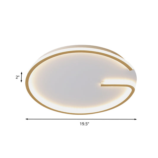 Round Bedroom Flushmount Lighting Acrylic 16"/19.5" Dia LED Modern Flush Mount Lamp in White with G-Pattern, Warm/White Light Clearhalo 'Ceiling Lights' 'Close To Ceiling Lights' 'Close to ceiling' 'Flush mount' Lighting' 603602