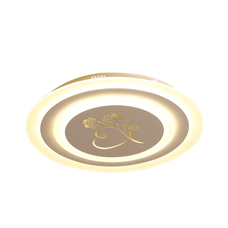 Acrylic Circle Flush Light Fixture Modernist LED White Ceiling Mounted with Rose Pattern Clearhalo 'Ceiling Lights' 'Close To Ceiling Lights' 'Close to ceiling' 'Flush mount' Lighting' 603606