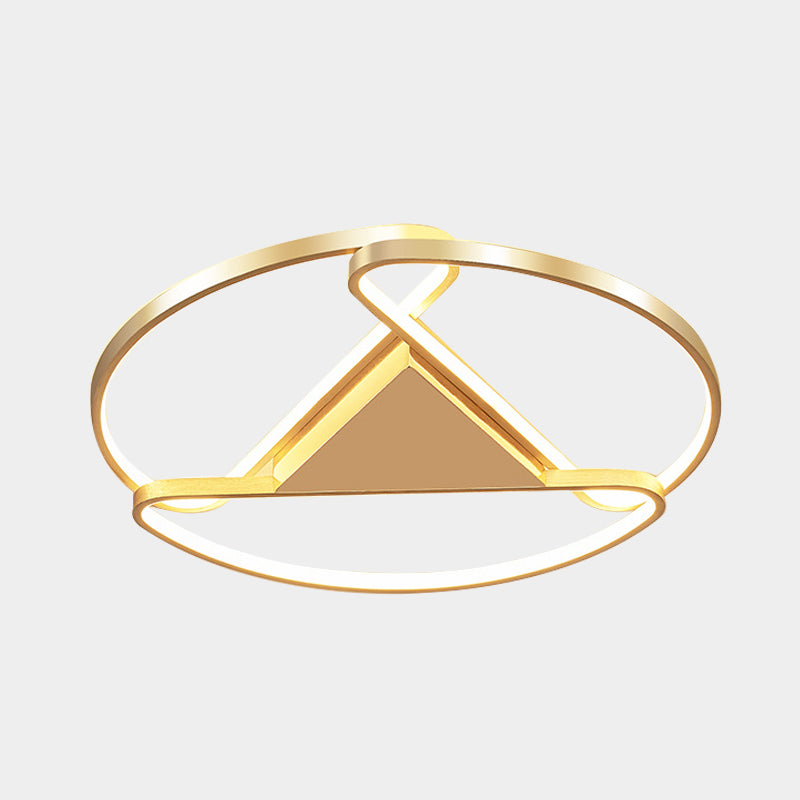 3-Semicircle Acrylic Flushmount Modernism 18"/23.5" Wide LED Gold Flush Mount Ceiling Light with Triangle Canopy Middle, Warm/White Light Clearhalo 'Ceiling Lights' 'Close To Ceiling Lights' 'Close to ceiling' 'Flush mount' Lighting' 603678