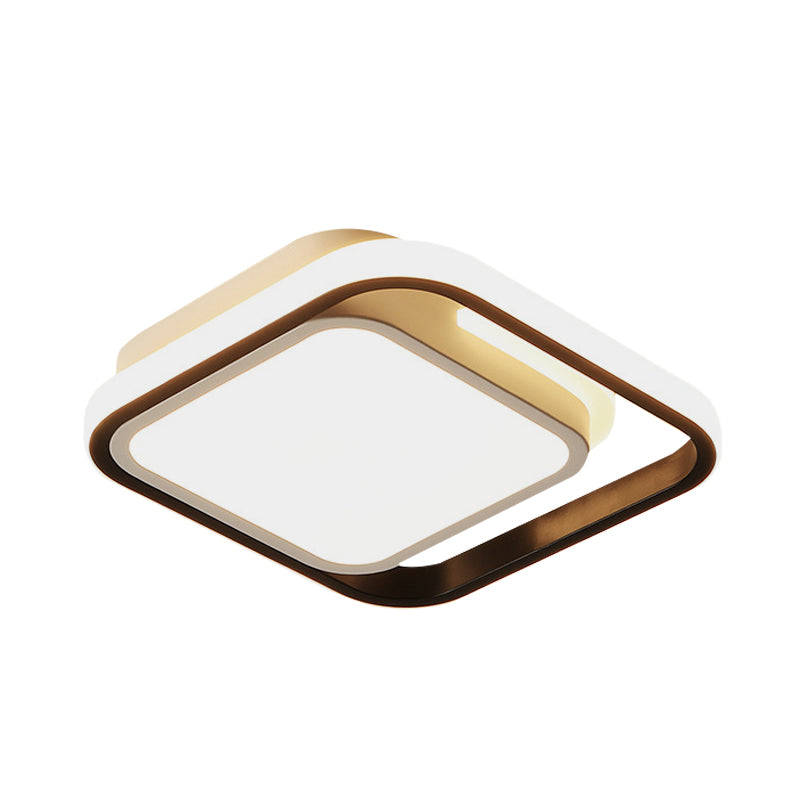 Squared Flush Lighting Simple Metallic LED Black Flush Mount Ceiling Lamp for Corridor in White/Warm/3 Color Light Clearhalo 'Ceiling Lights' 'Close To Ceiling Lights' 'Close to ceiling' 'Flush mount' Lighting' 603736